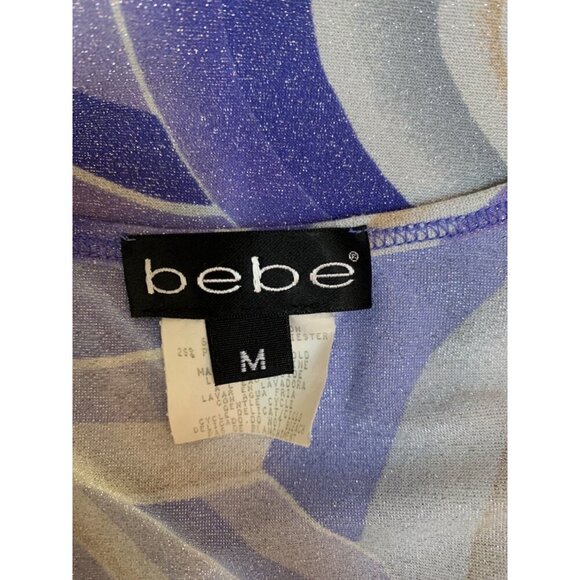 Bebe Women’s M Multicolor Swirl Print Cap Sleeve Top - Picture 6 of 7